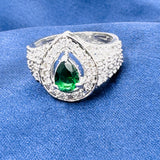 Emerald Blossom American Diamond Ring