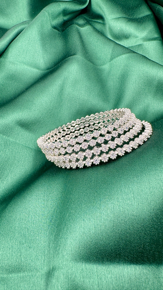 Dazzling American Diamond Bangle Set of Four - Size - 26