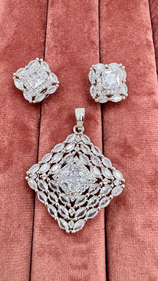 Royal Radiance American Diamond Pendant Set