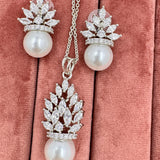 Timeless Pearl & Diamond Pendant Set