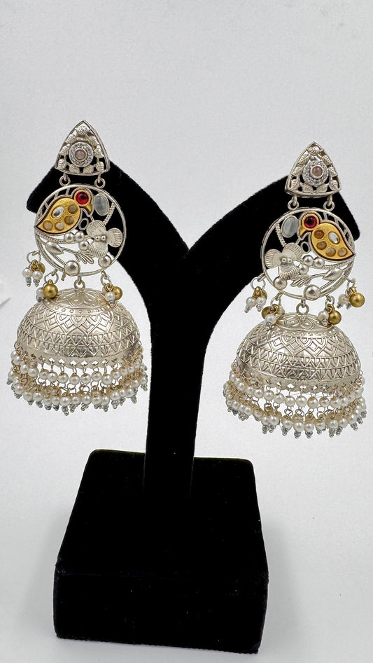 Elegant Parrot Motif Jhumka Earrings