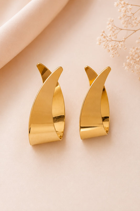 Modern Sculpted Gold Statement Earrings