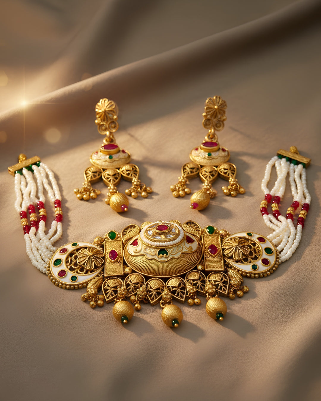 Antique MOP & Meenakari Choker Set