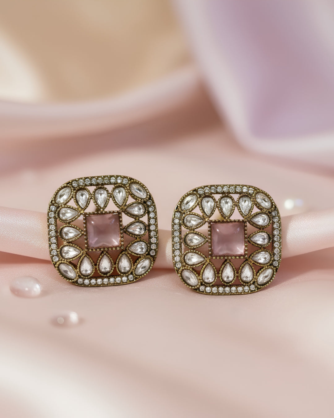 Art Deco Moissanite Stud Earrings