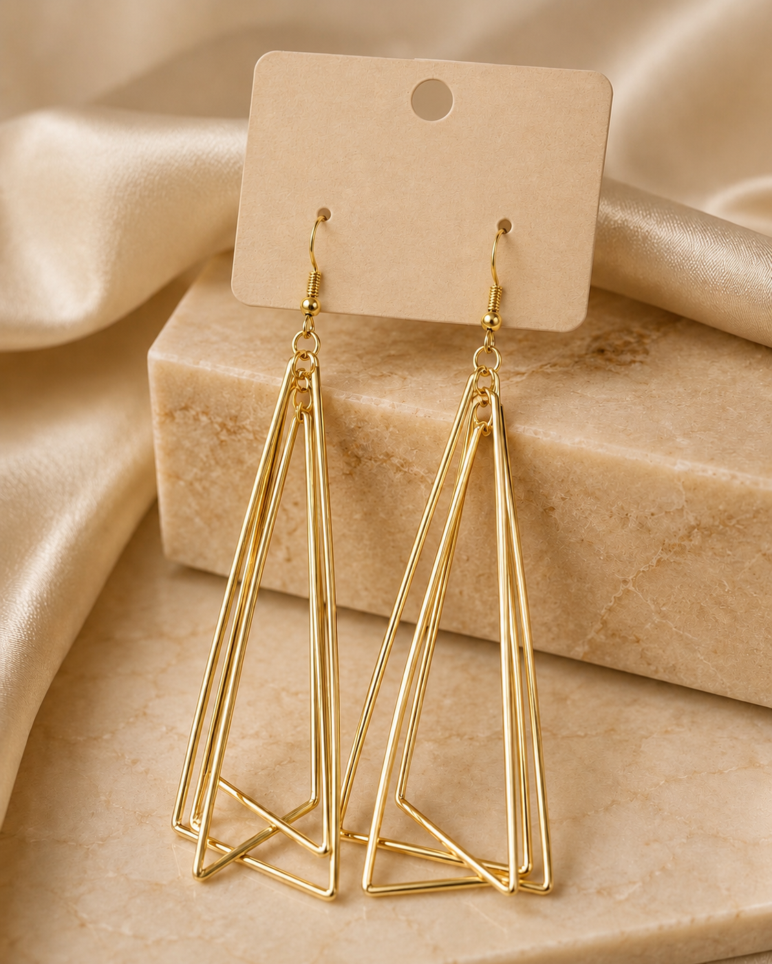 Luna Geometric Gold Drop Earrings