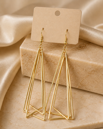 Luna Geometric Gold Drop Earrings