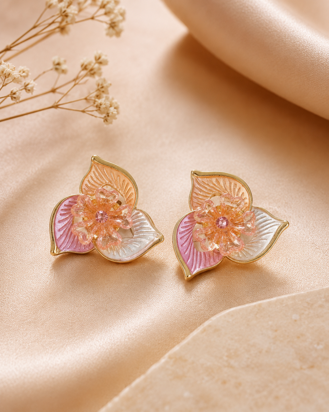 Blush Bloom Floral Stud Earrings