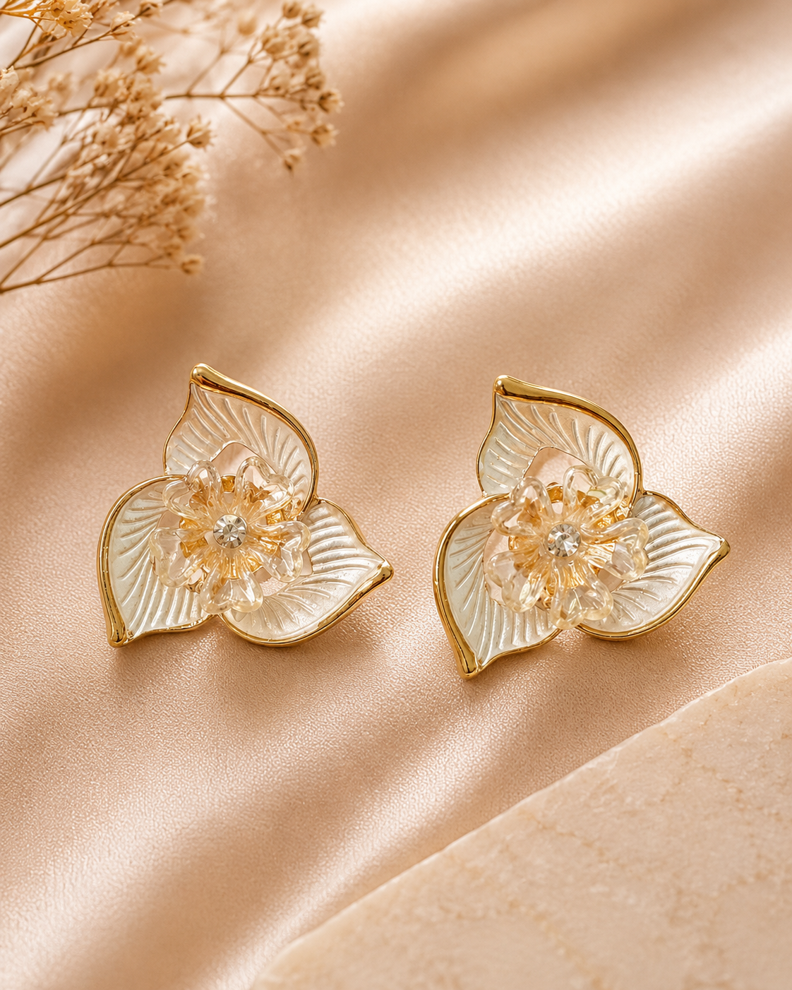 Blush Bloom Floral Stud Earrings