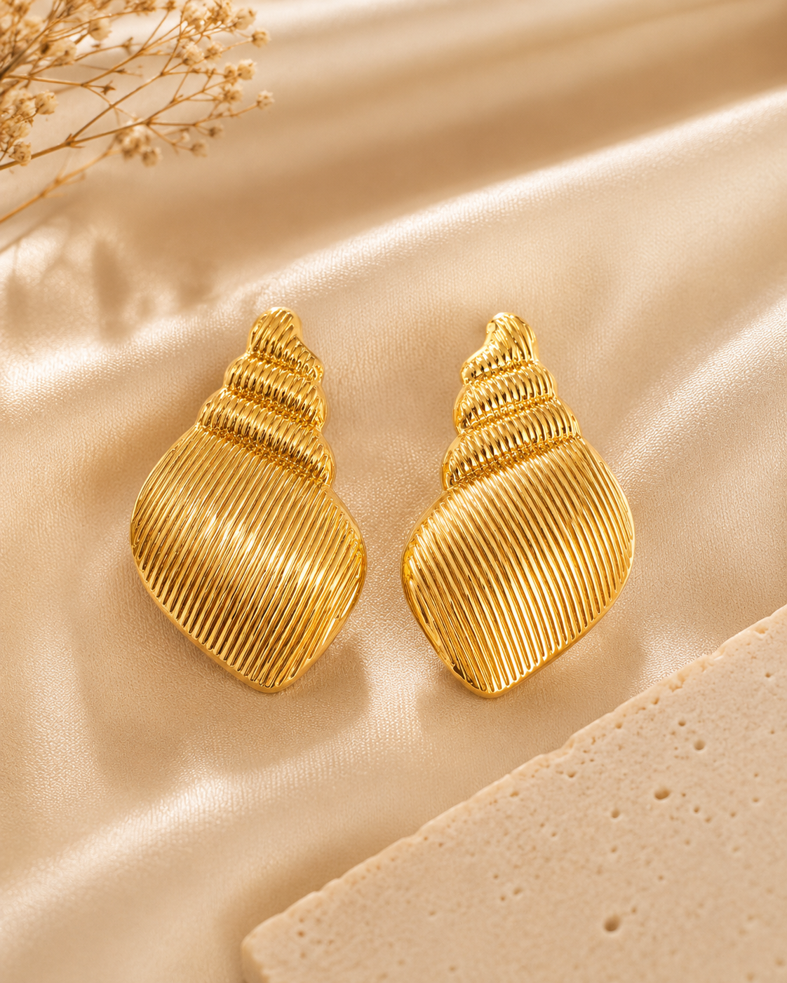 Golden Seashell Statement Earrings