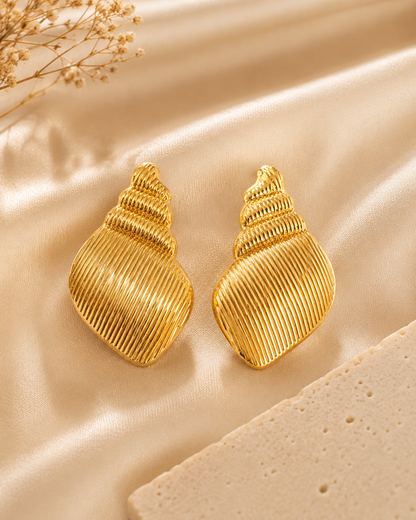 Golden Seashell Statement Earrings