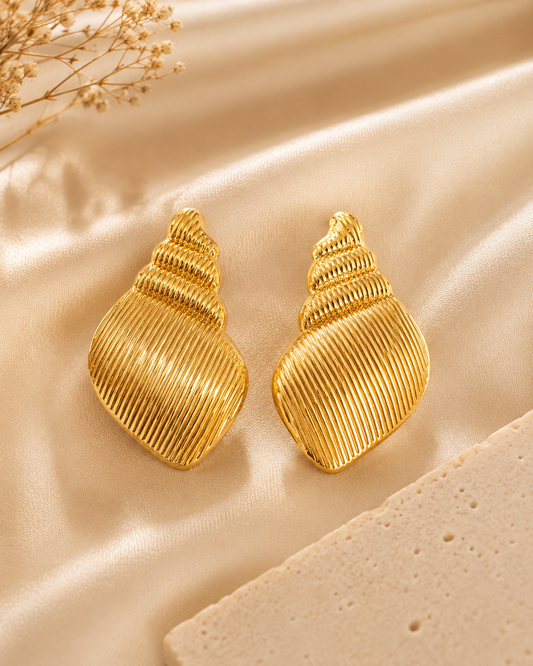 Golden Seashell Statement Earrings