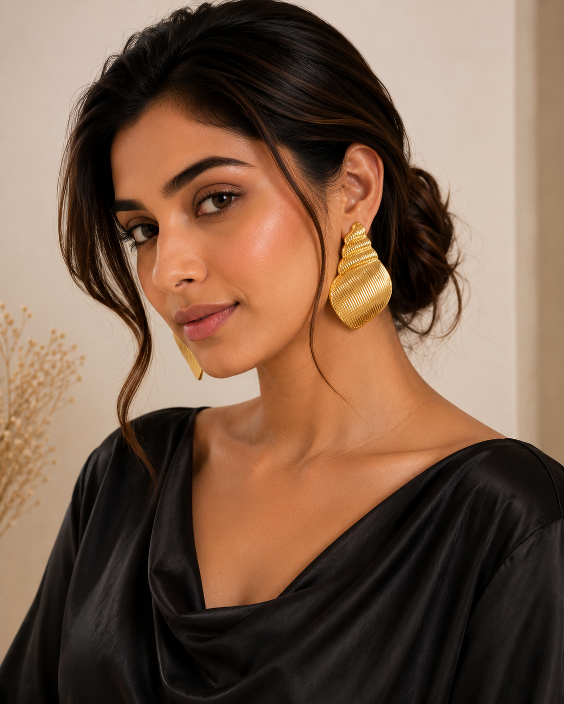 Golden Seashell Statement Earrings