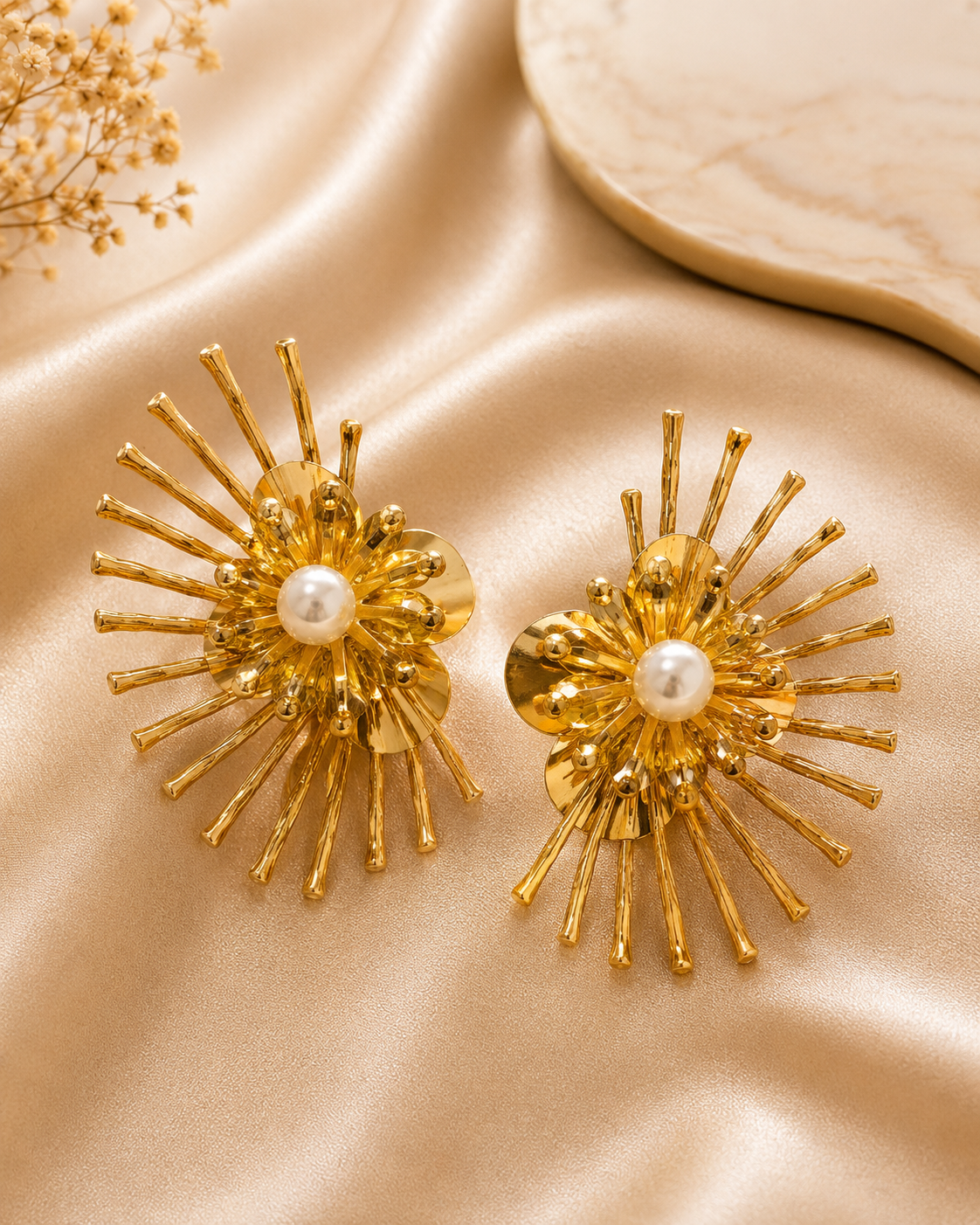 Radiant Pearl Bloom Statement Earrings