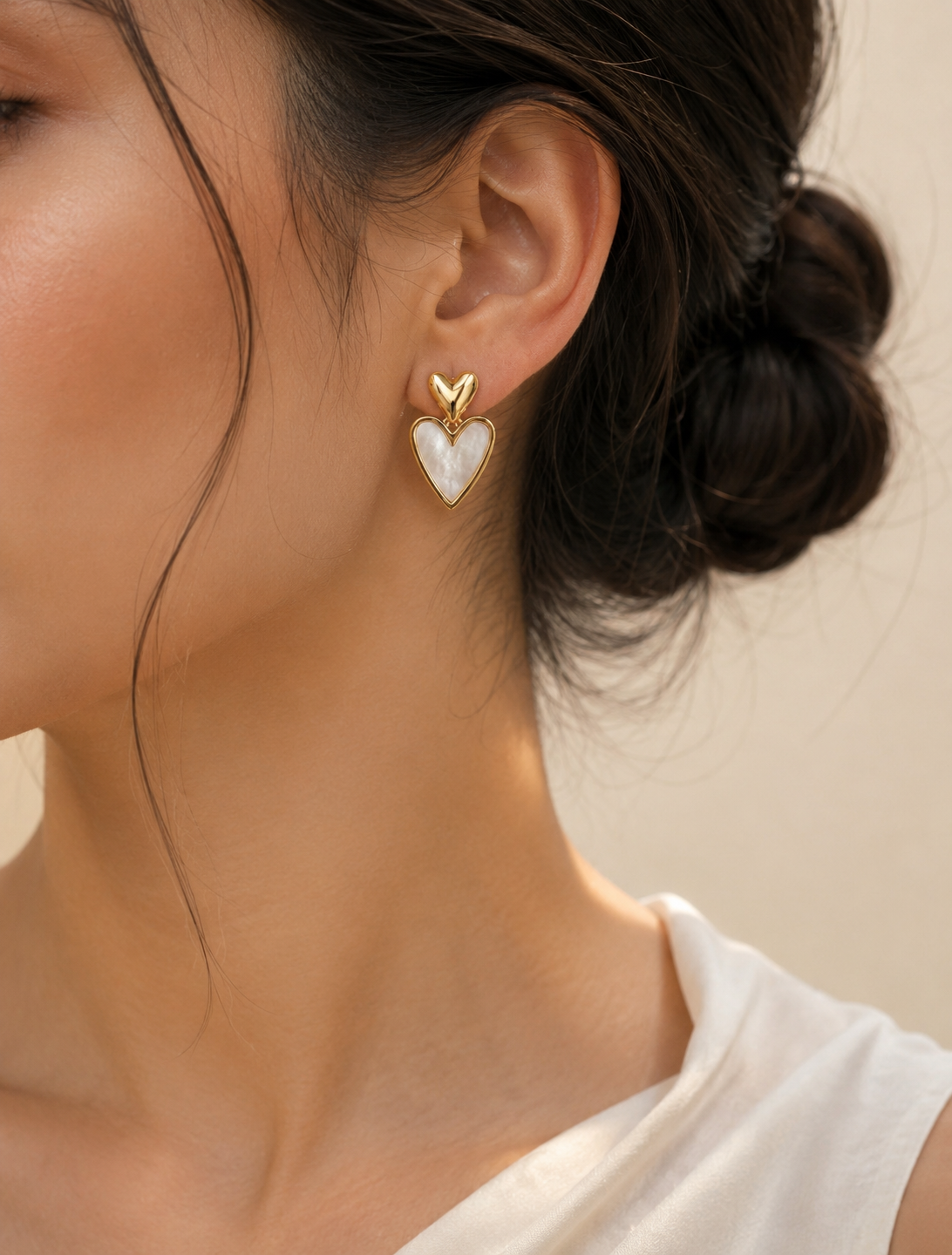 Pearl Heart Stud Earrings
