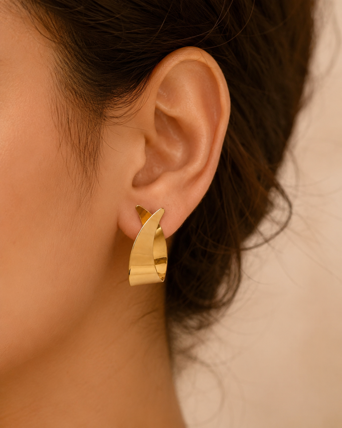 Modern Sculpted Gold Statement Earrings