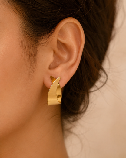 Modern Sculpted Gold Statement Earrings
