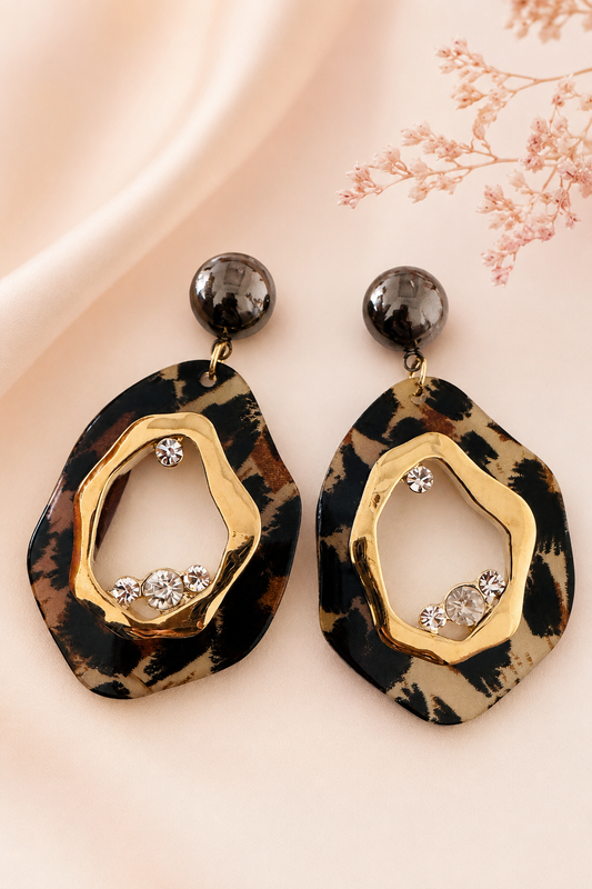 Leopard Luxe Geometric Earrings