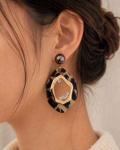 Leopard Luxe Geometric Earrings