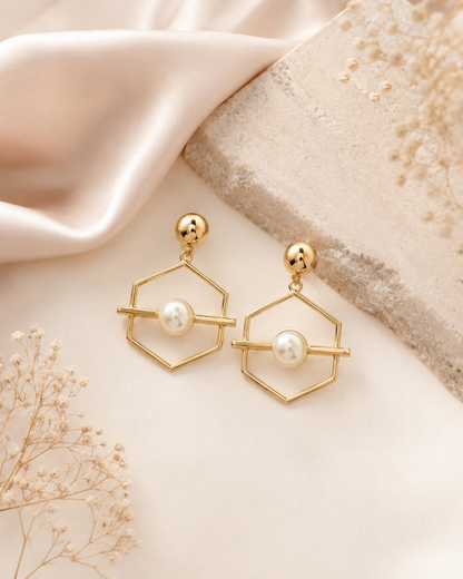 Pearl Prism Geometric Statement Earrings
