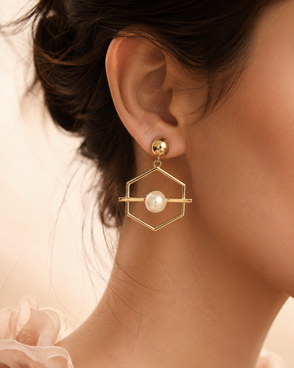 Pearl Prism Geometric Statement Earrings
