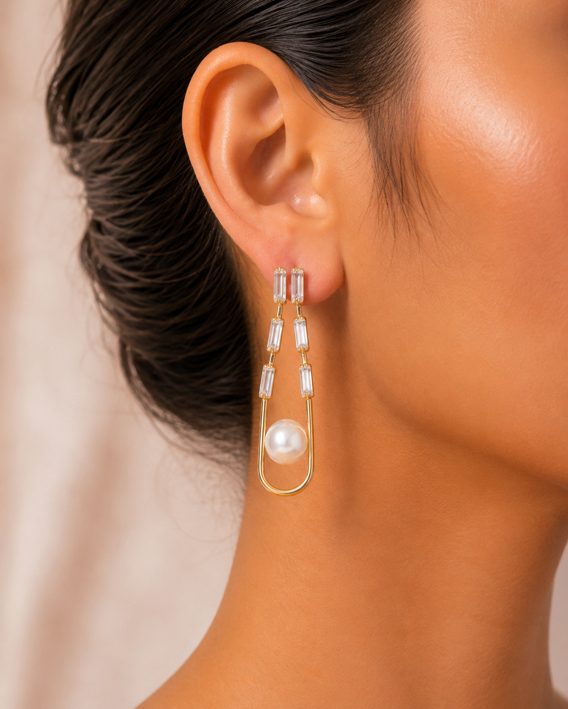 Pearl Cascade Crystal Drop Earrings
