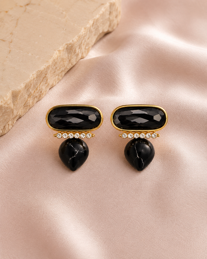 Midnight Elegance Crystal Drop Stud Earrings