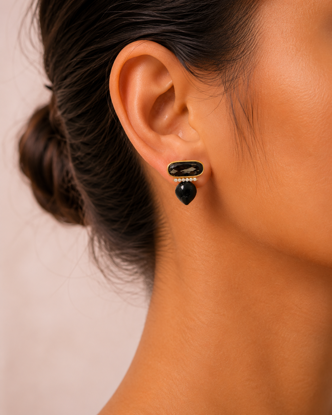 Midnight Elegance Crystal Drop Stud Earrings