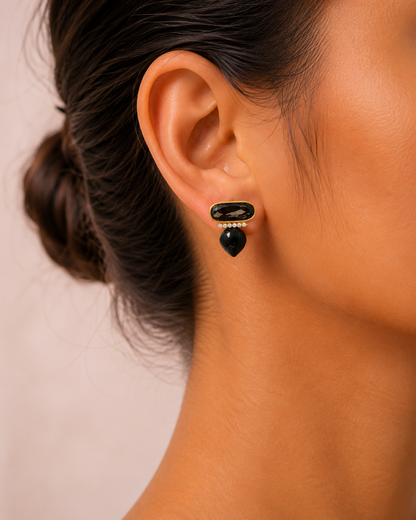 Midnight Elegance Crystal Drop Stud Earrings