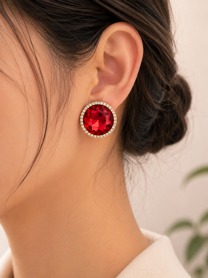 Royal Ruby Crystal Stud Earrings