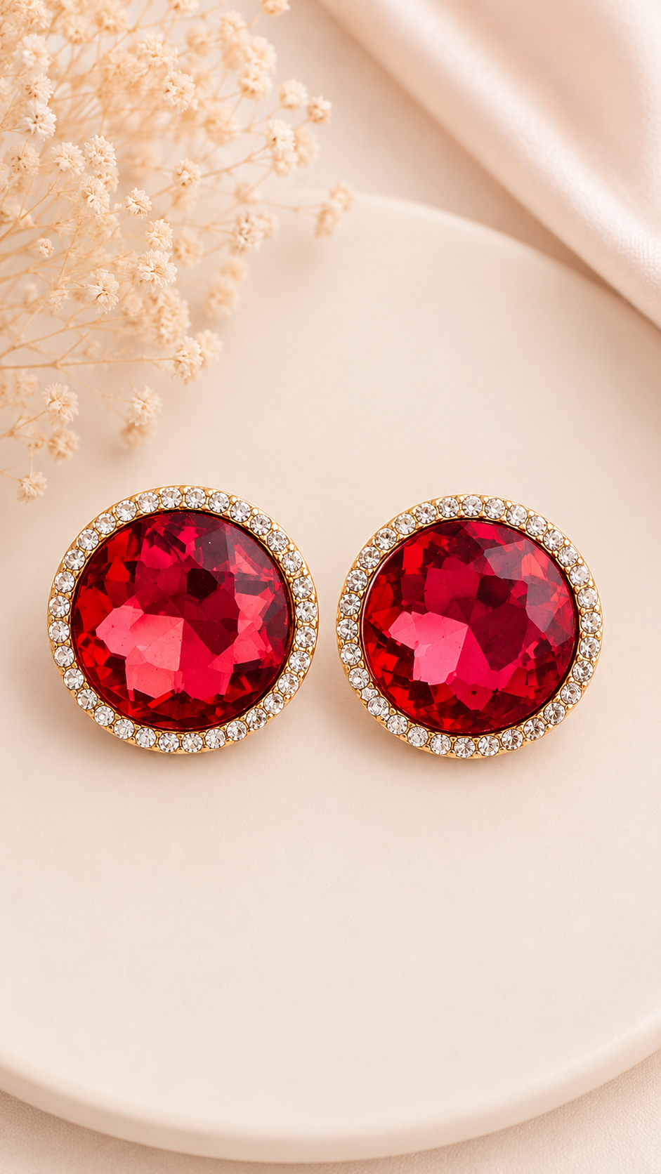 Royal Ruby Crystal Stud Earrings