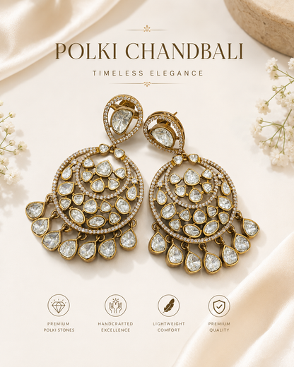 Noor Mahal Polki Chandbali Earrings