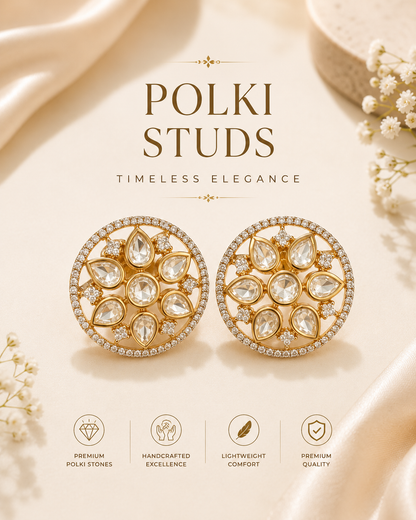 Noor Polki Floral Stud Earrings