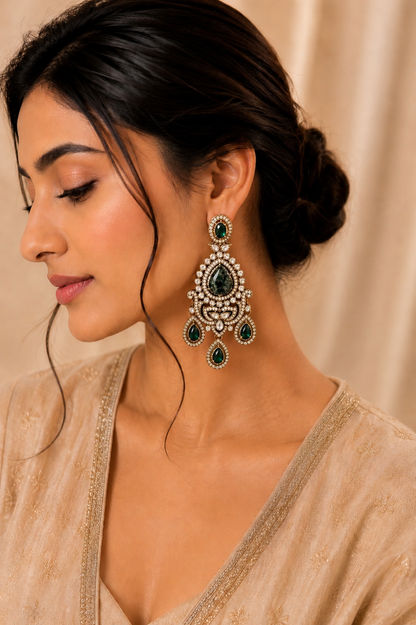 Emerald Firestone Moissanite Earrings