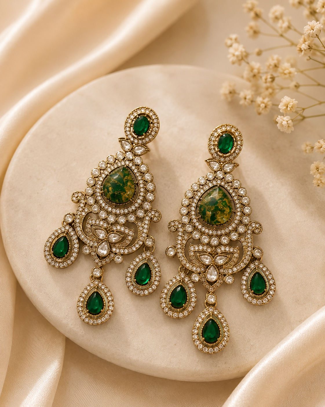 Emerald Firestone Moissanite Earrings