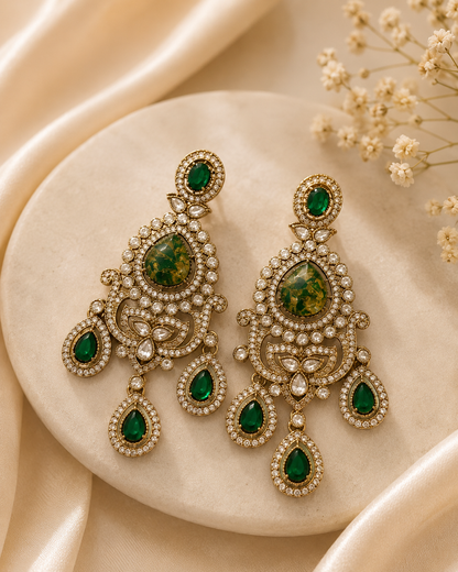 Emerald Firestone Moissanite Earrings