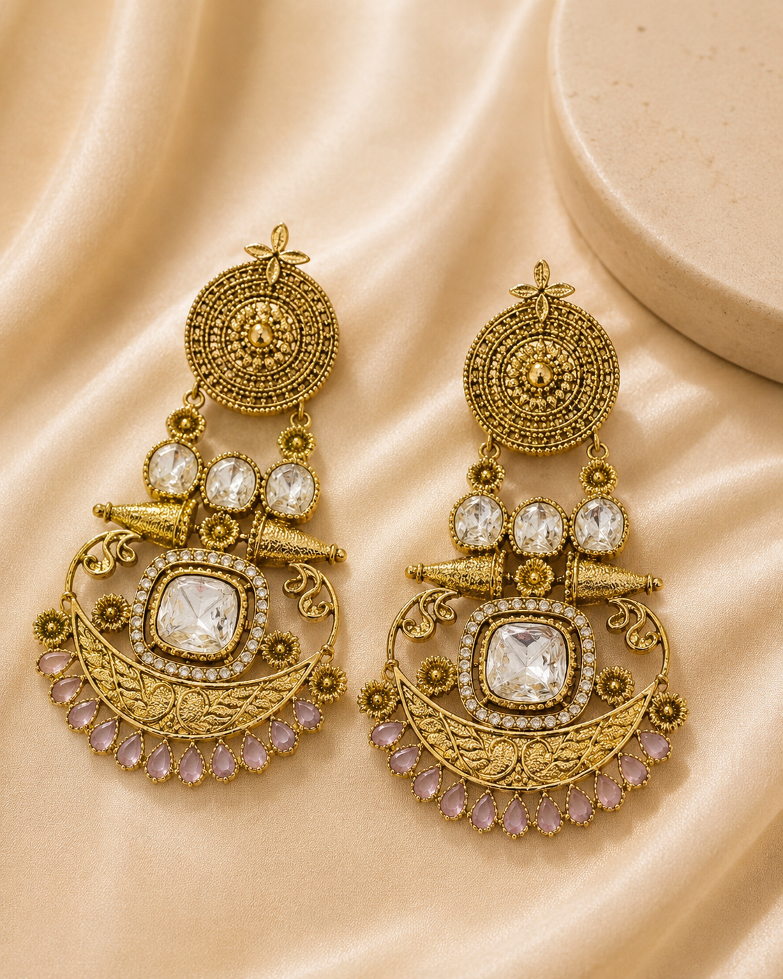 Rajwada Kundan Statement Earrings