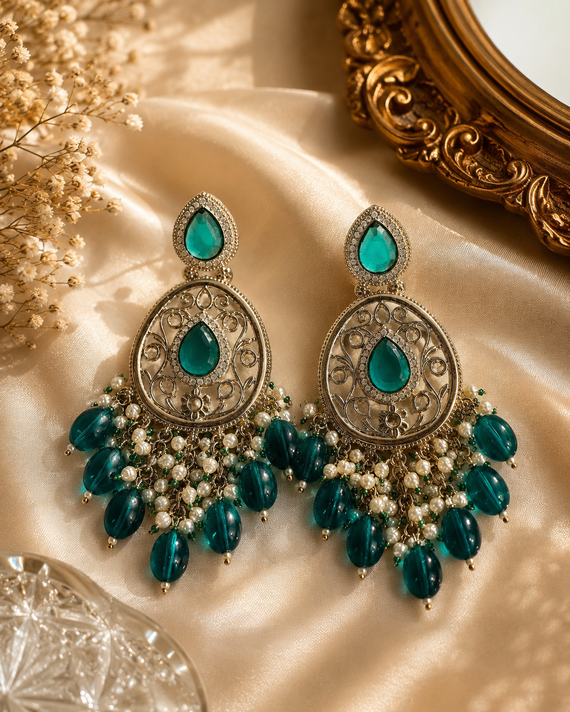 Roselle Filigree Pearl Drop Earrings