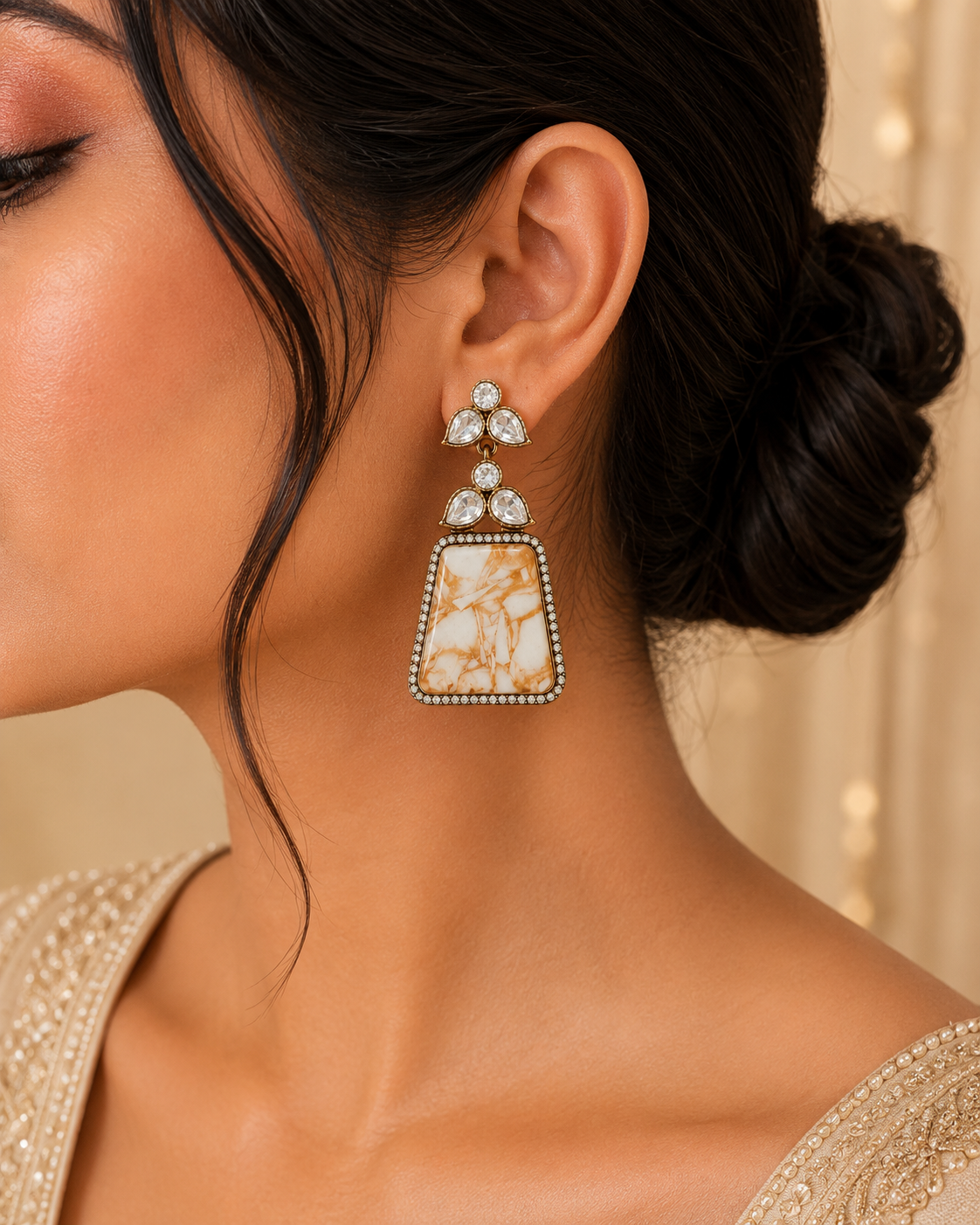 Elara Kundan Drop Earrings