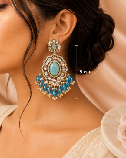 Aqua Noor Moissanite Statement Earrings