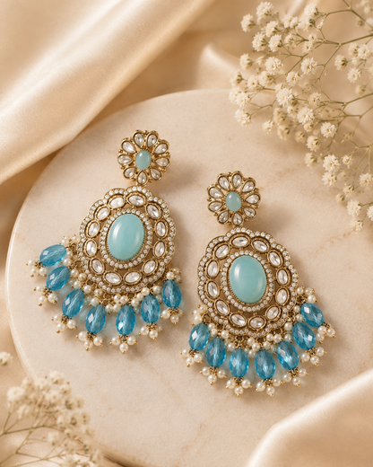 Aqua Noor Moissanite Statement Earrings
