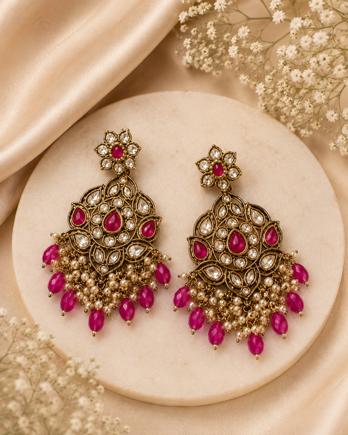 Zaria Kundan Statement Earrings