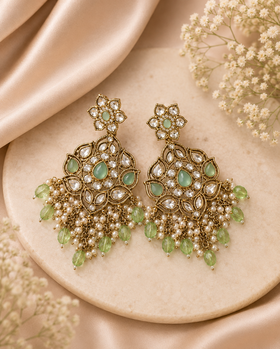 Zaria Kundan Statement Earrings