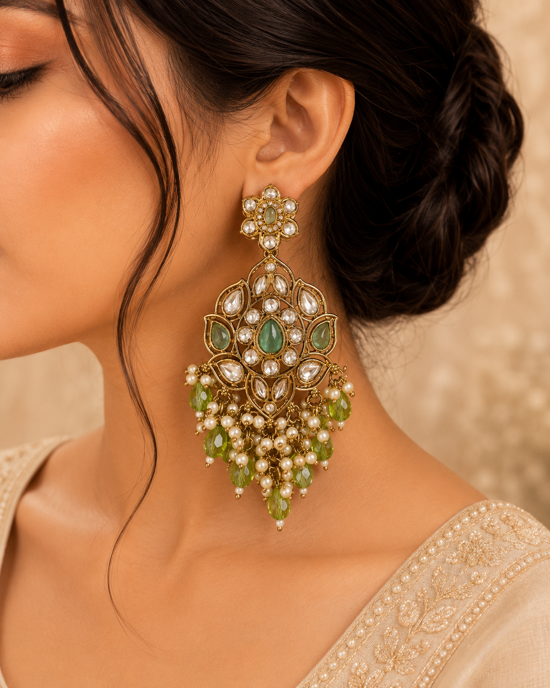 Zaria Kundan Statement Earrings