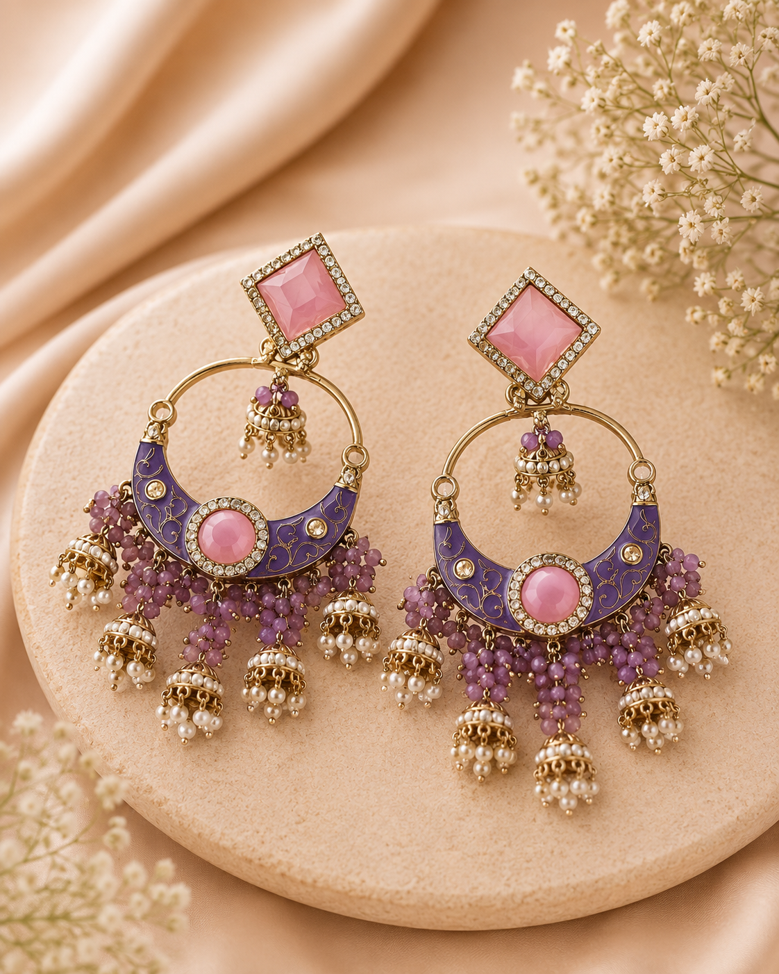 Rang Mahal Chandbali Jhumka Earrings
