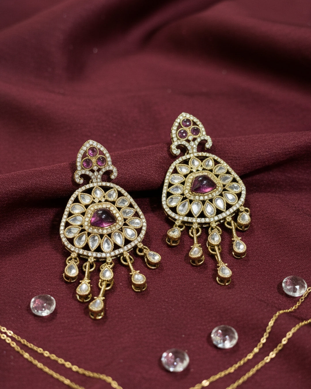 Heritage Polki Mirror Chand Dangler Earrings