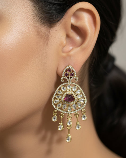 Heritage Polki Mirror Chand Dangler Earrings