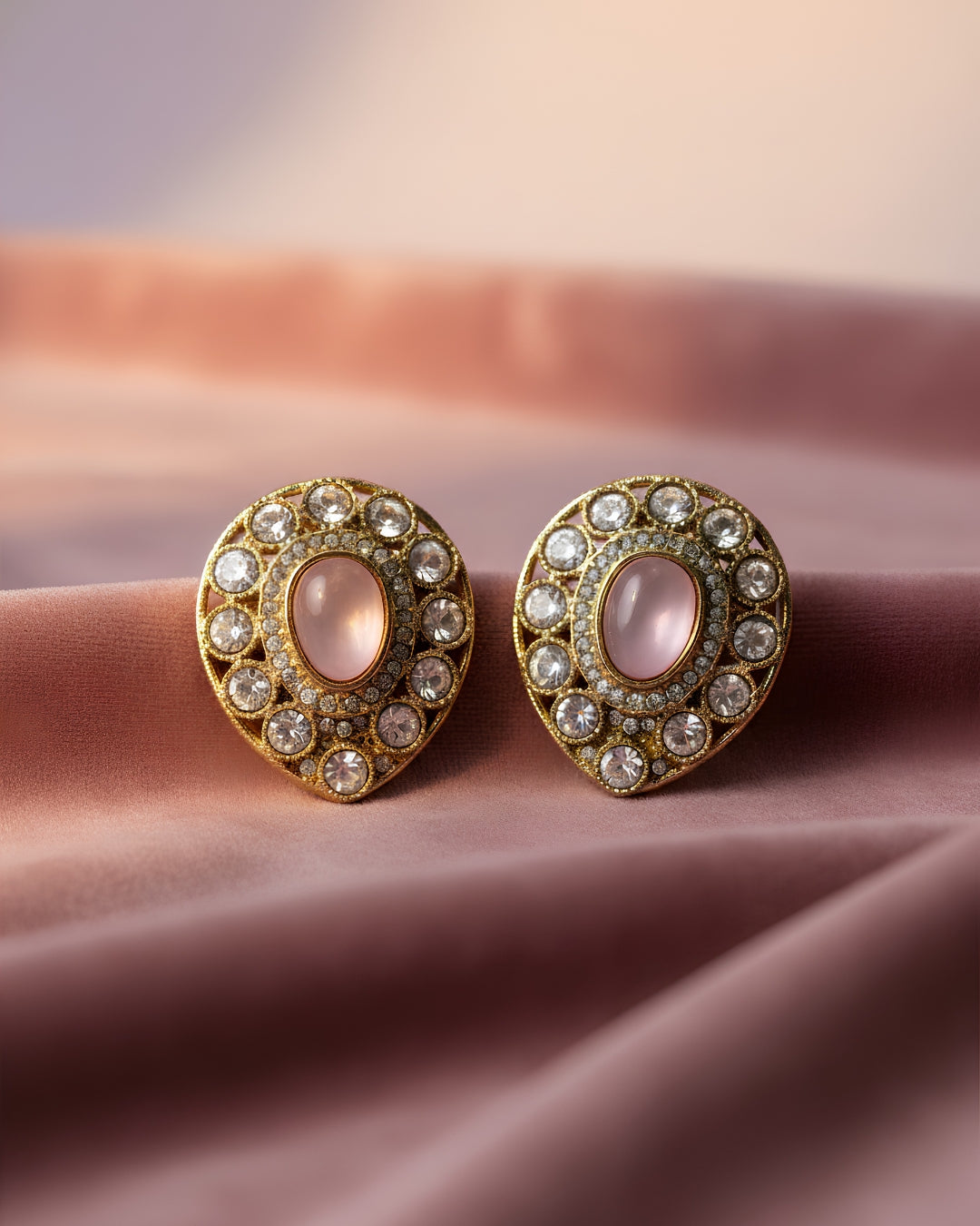 Moissanite Halo Teardrop Studs