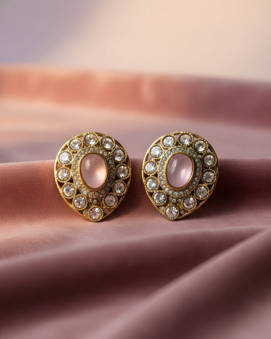 Moissanite Halo Teardrop Studs