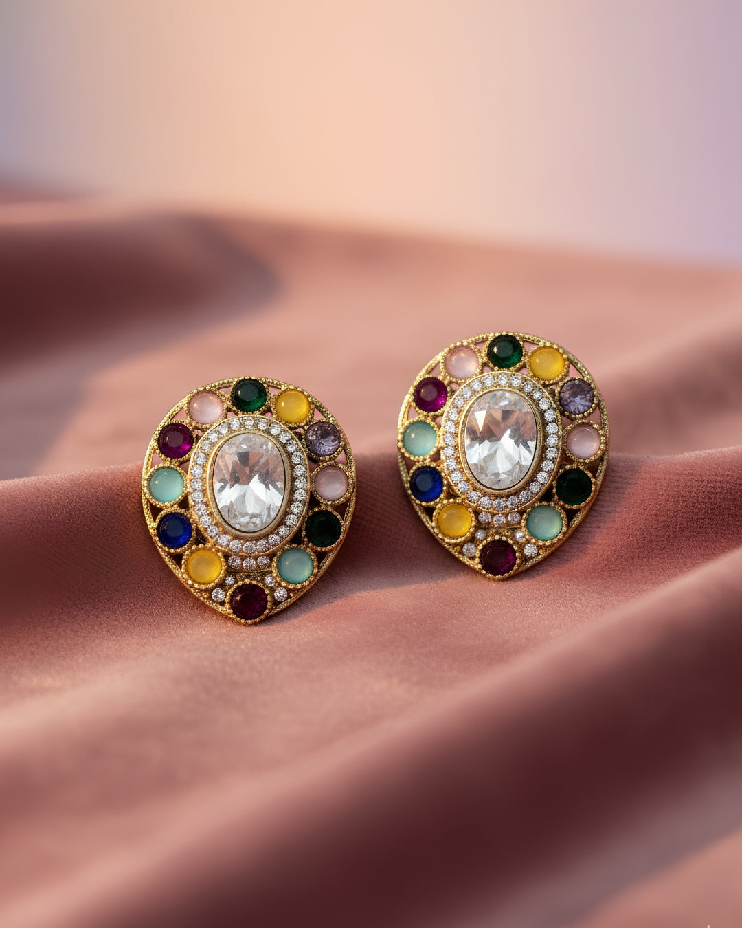 Moissanite Halo Teardrop Studs