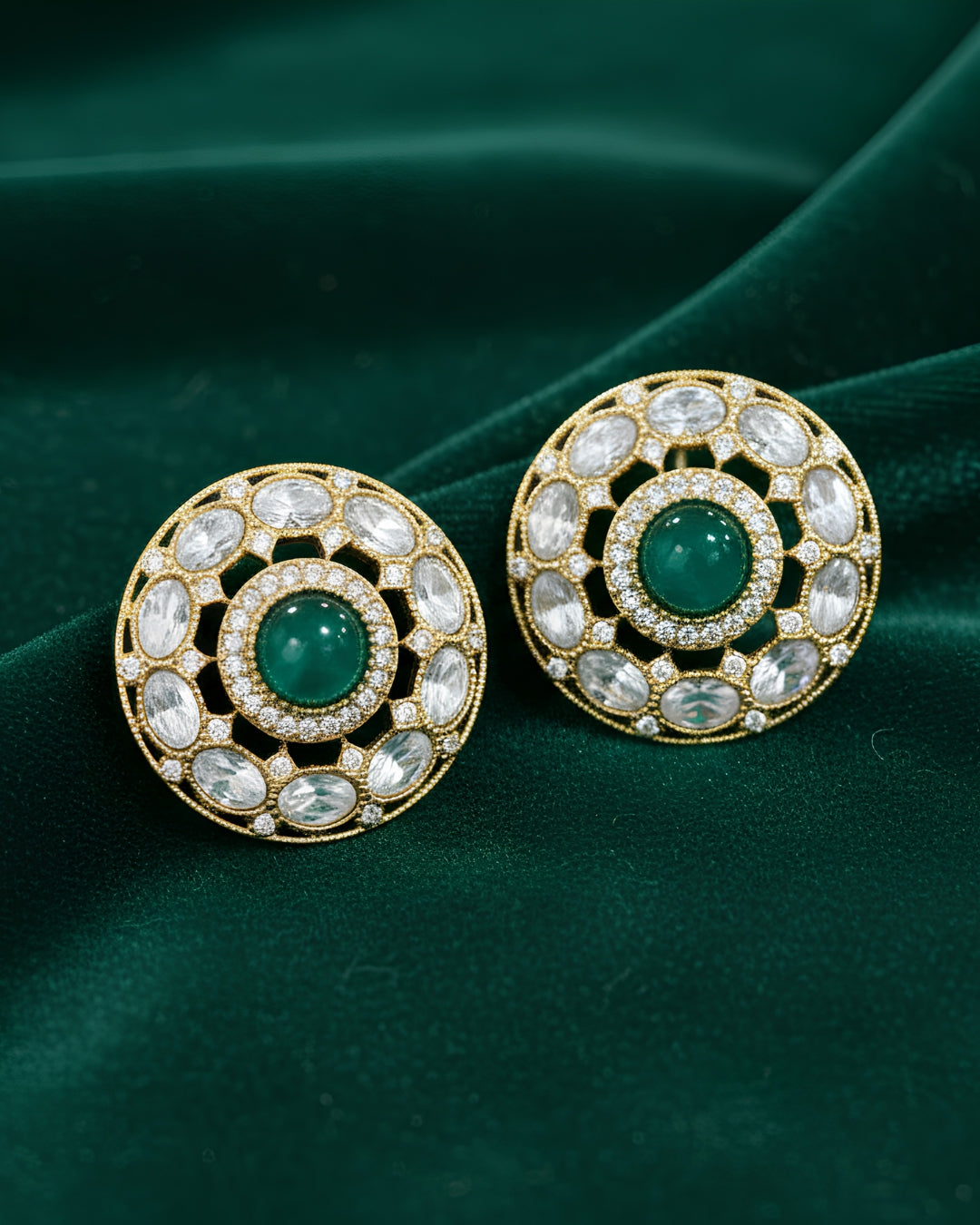 Moissanite Oval Halo Round Studs